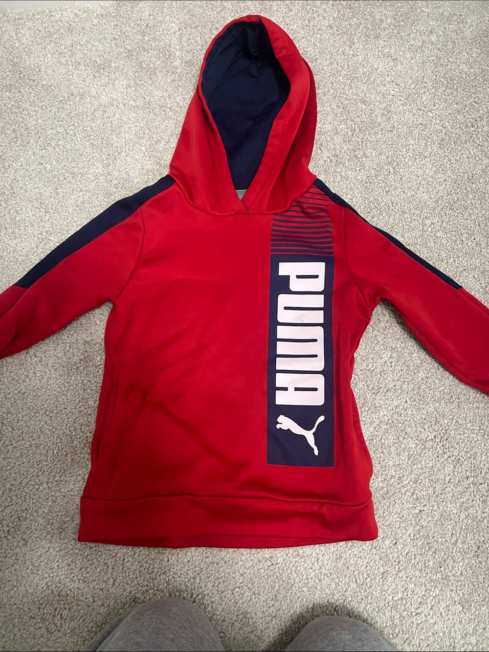 Puma Red and Navy Kids' Hooded Sweatshirt
